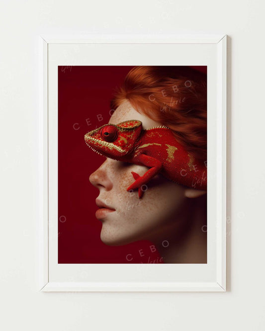 Affiche Caméléon Rouge