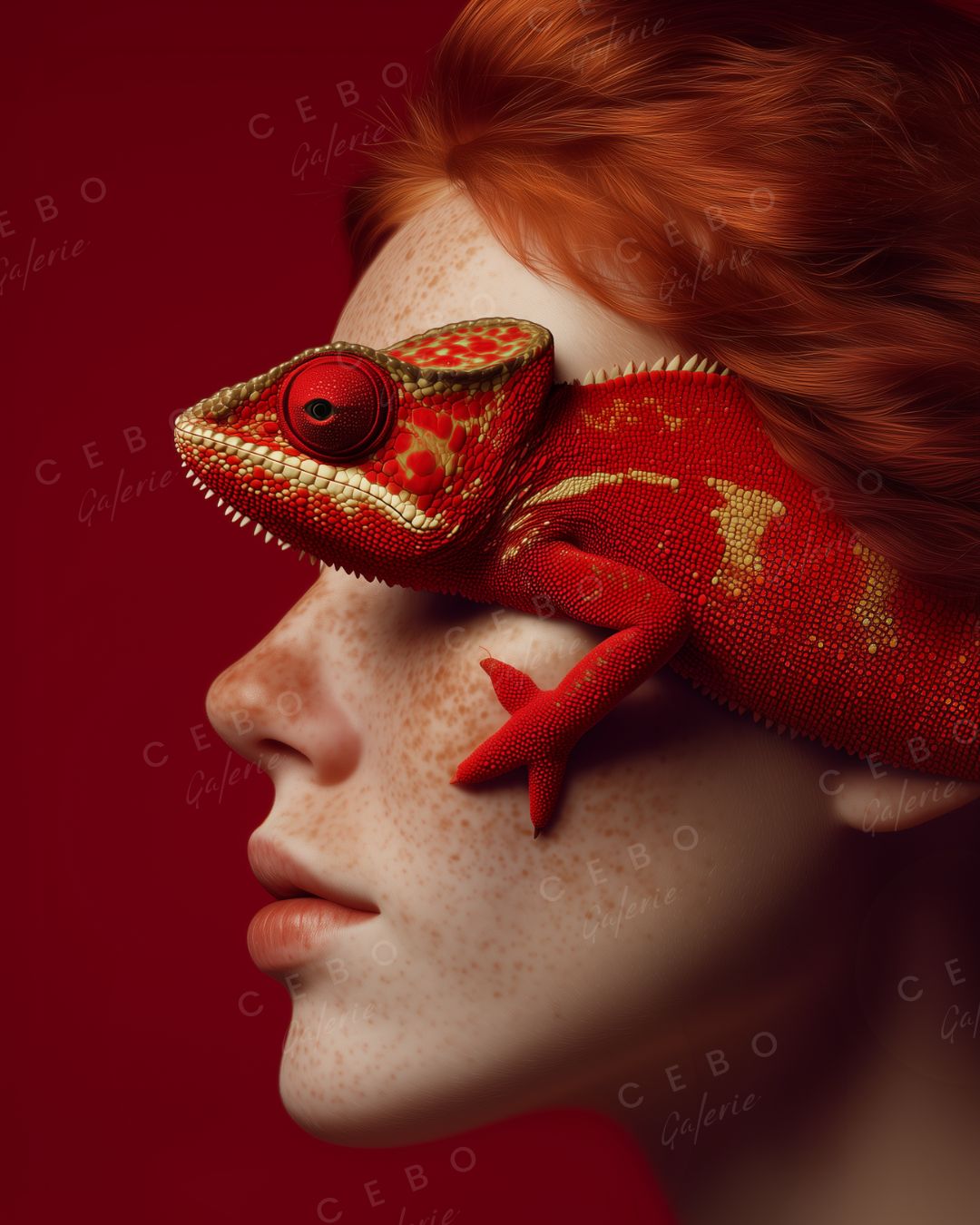 Affiche Caméléon Rouge