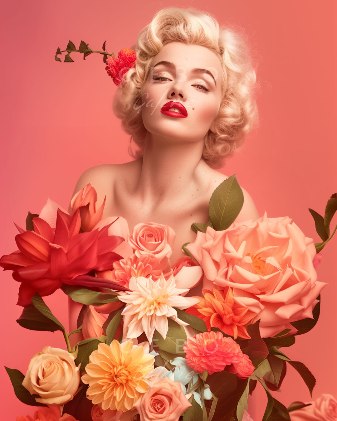 Affiche Marilyn en Fleurs